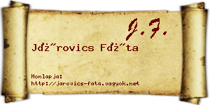 Járovics Fáta névjegykártya